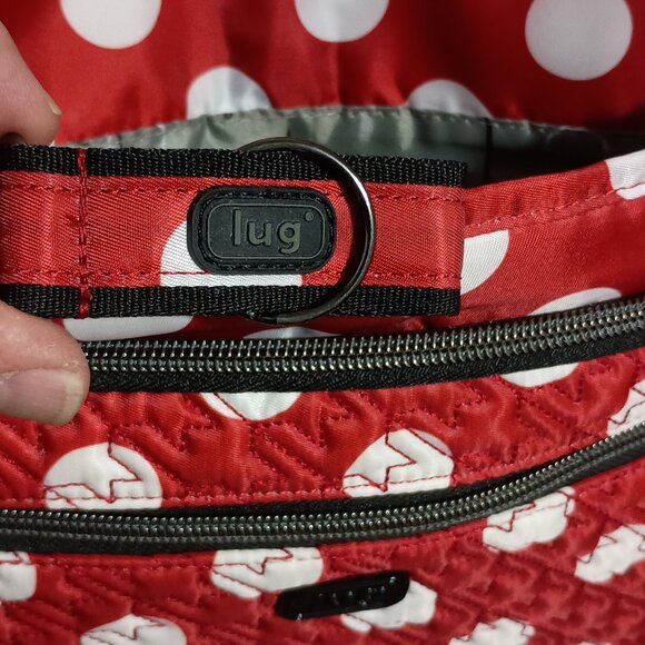Lug Shimmy Crossbody Shoulder Bag Purse Red White Polka Dots Multiple Pockets - Picture 11 of 16